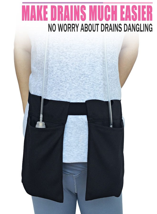 BNRendles Mastectomy Drain Holder Pouches Large Capacity, Movable Drainage Pockets Stretchy for Breast Reconstruction Abdominal Explant Tummy Tuck, Post JP Drains Management, Black - Image 2